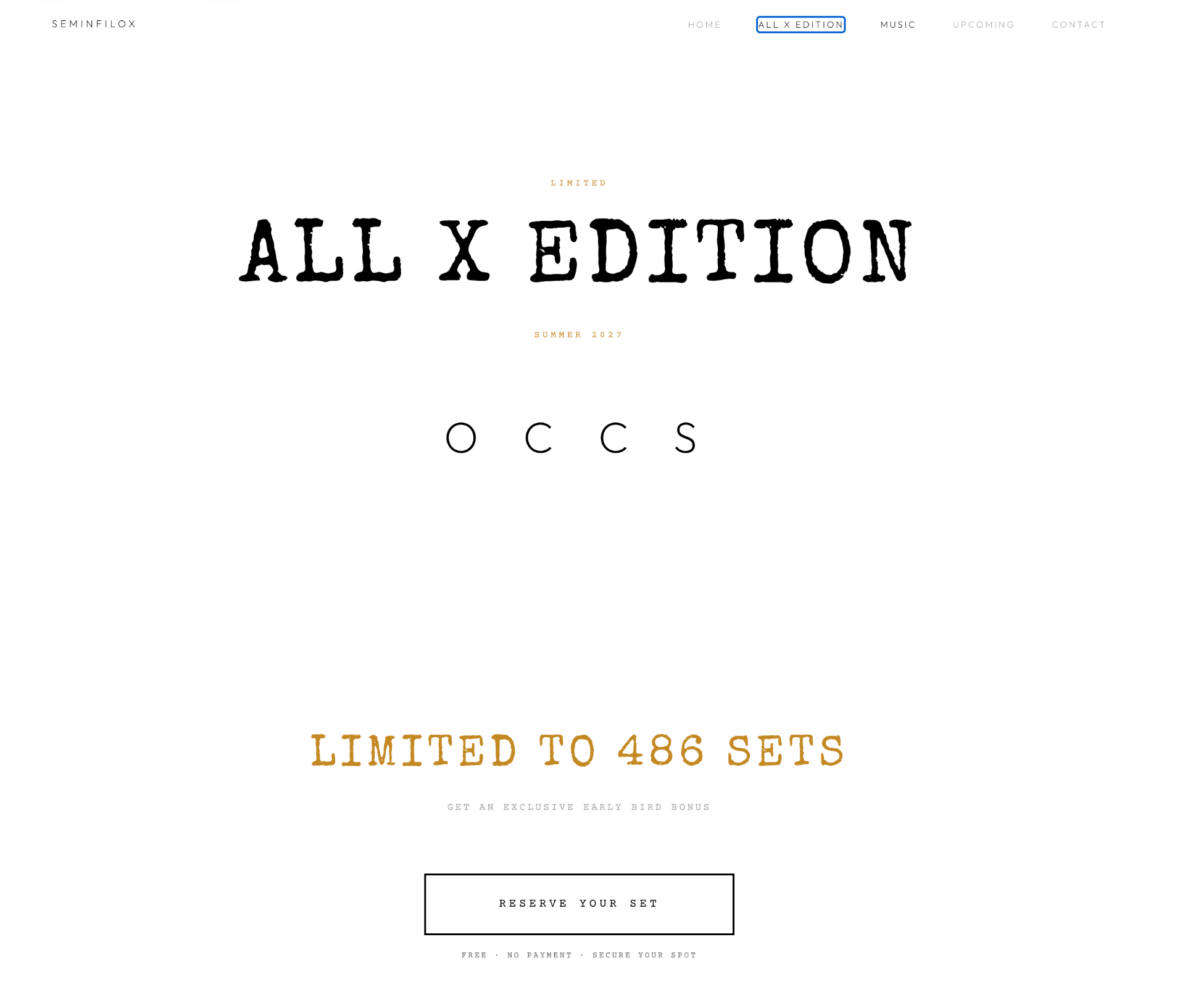 Seminfilox / OCCS — ALL X EDITION creative brand page